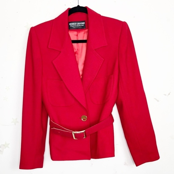 HERBERT Grossman red tailored wool belted jacket - Picture 10 of 11